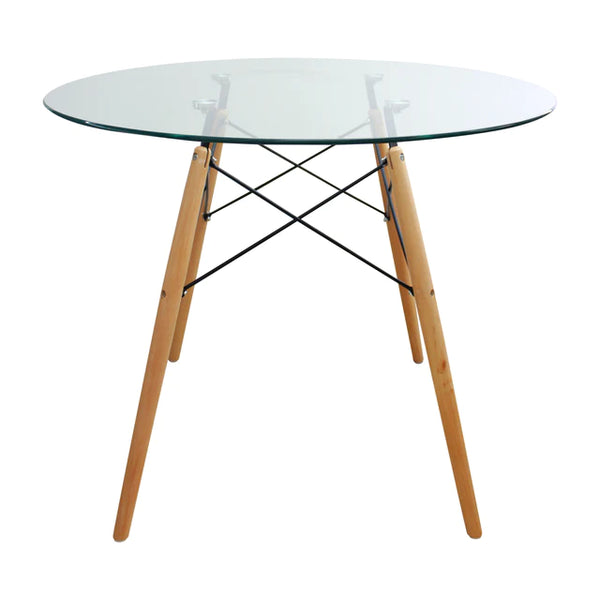 Mesa Comedor DKR Redonda Tapa De Cristal